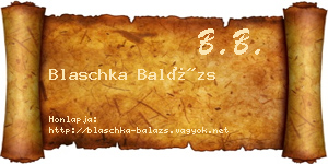 Blaschka Balázs névjegykártya